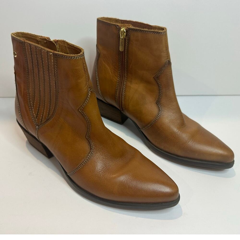 Pikolinos Vergel Leather Ankle Boots Women’s 38 Brandy Western Comfort Booties